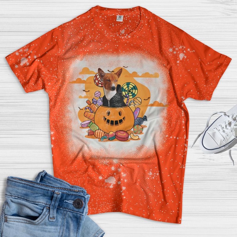 Basenji Dog Happy Halloween Bleached Shirt