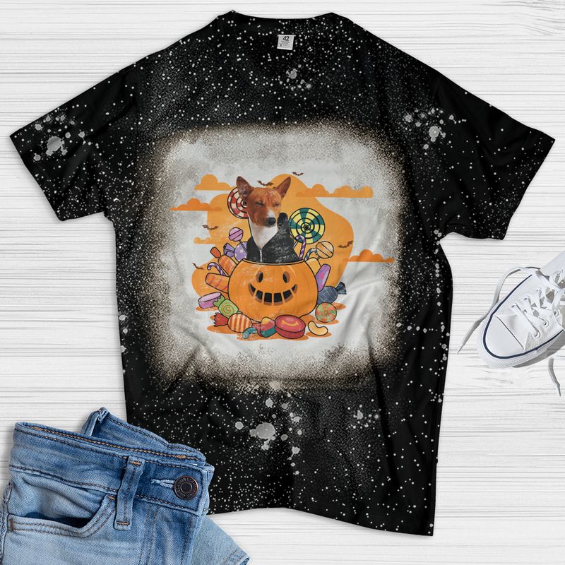 Basenji Dog Happy Halloween Bleached Shirt