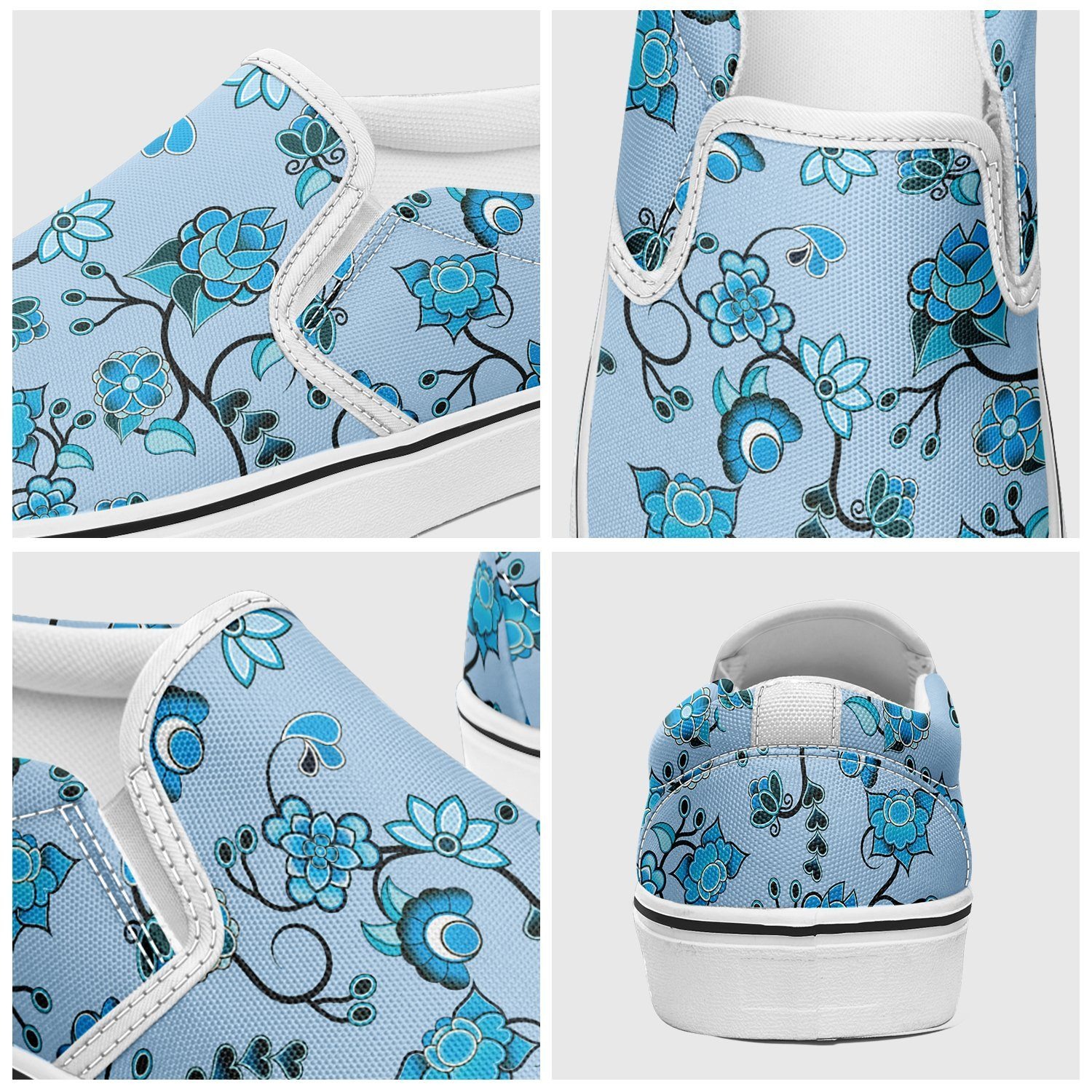 Blue Floral Amour Otoyimm Canvas Slip On Shoes