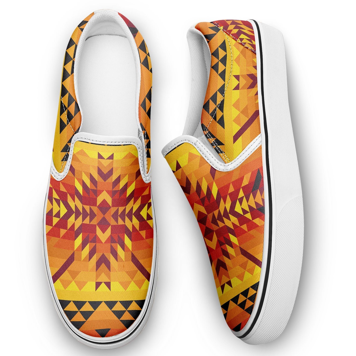Desert Geo Yellow Red Otoyimm Canvas Slip On Shoes