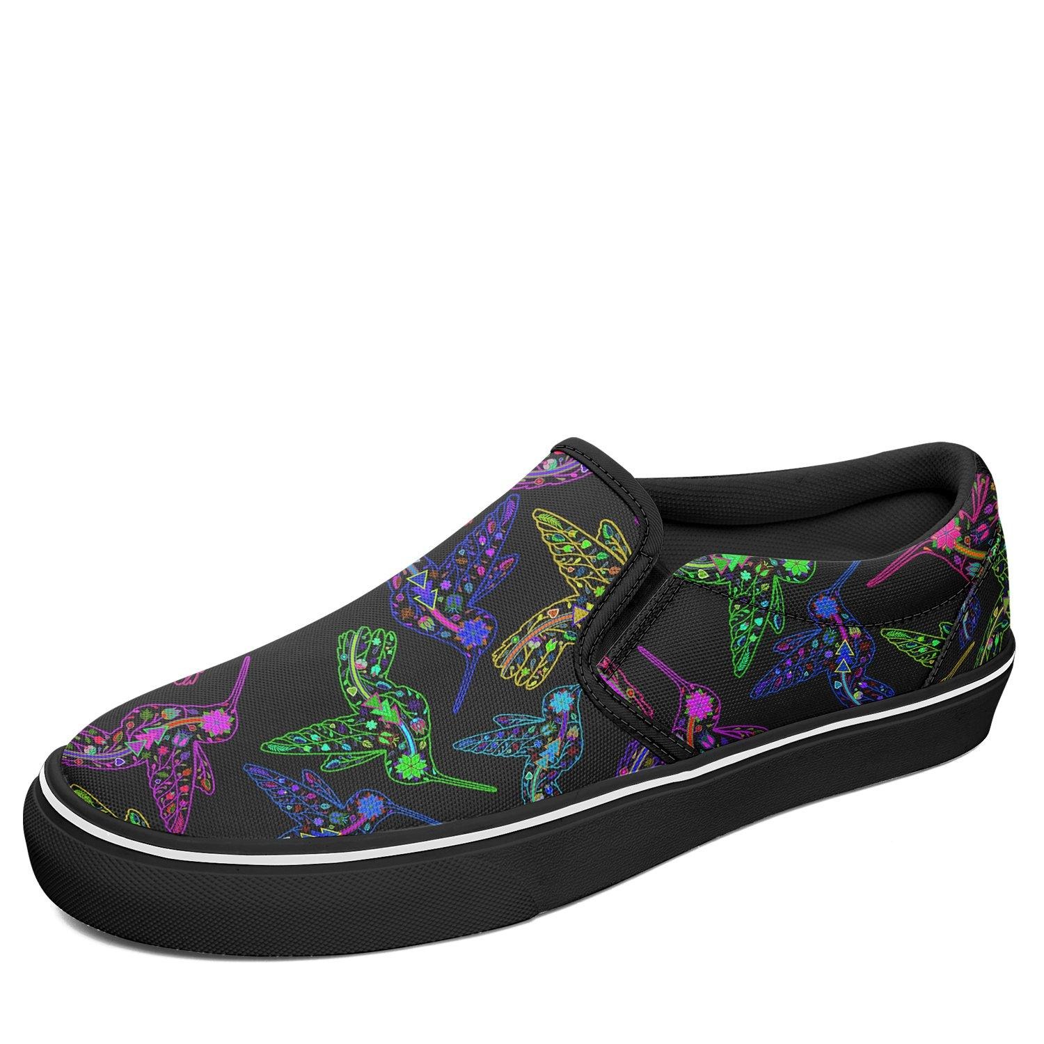 Floral Hummingbird Otoyimm Canvas Slip On Shoes