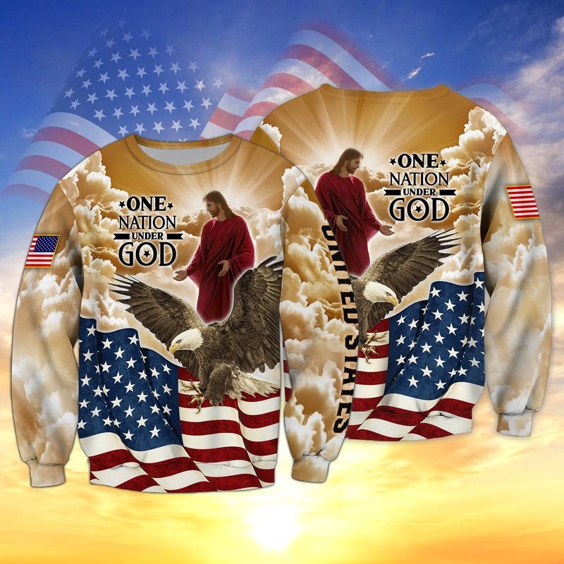 One nation under god US flag 3d full print sweatshirt