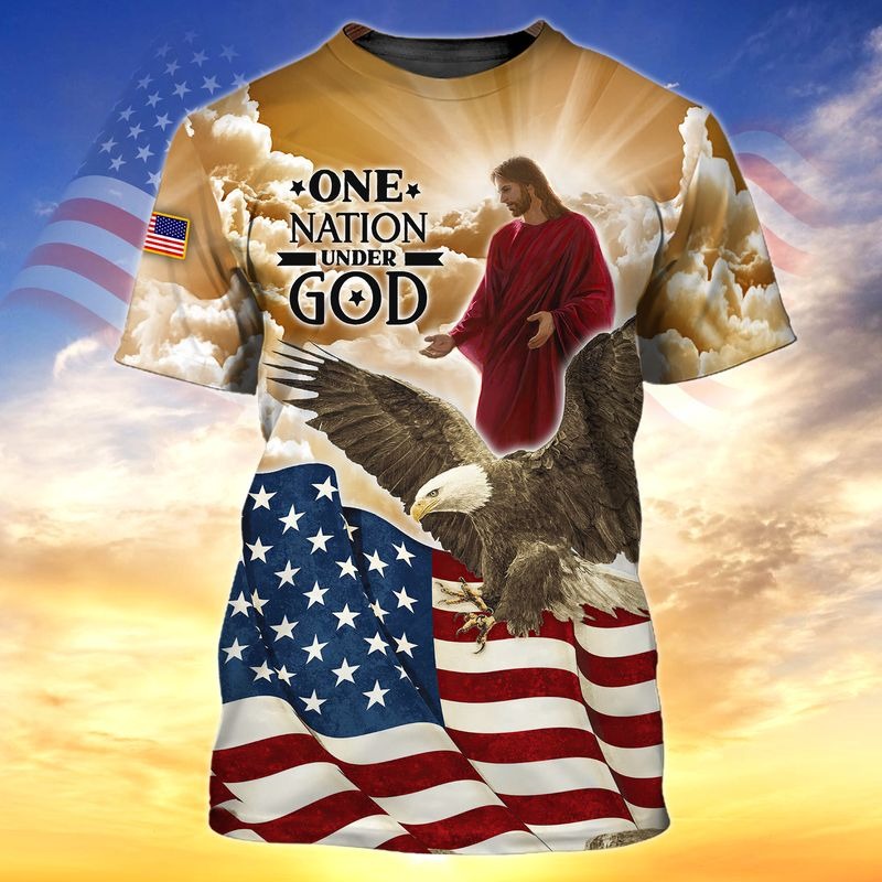 One nation under god US flag 3d full print t-shirt