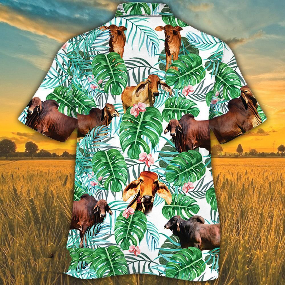 Red Brahman Cattle Lovers Tropical Hawaiian Shirt