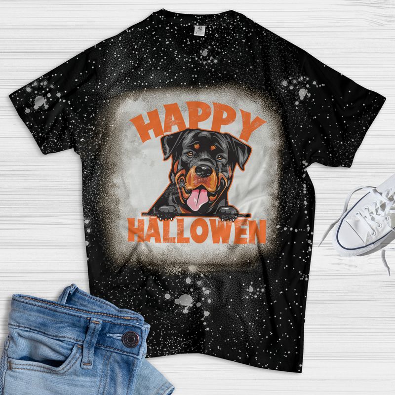 Rottweiler Happy Halloween Bleached Shirt