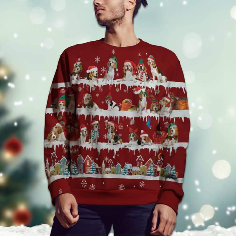Beagle Snow Christmas 3D Ugly Sweater