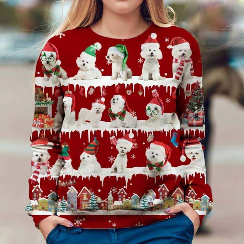 Bichon Frise Snow Christmas 3D Ugly Sweater