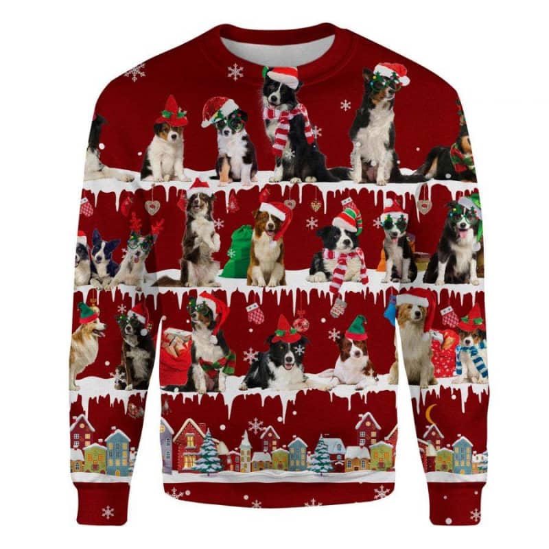 Border Collie Snow Christmas 3D Ugly Sweater
