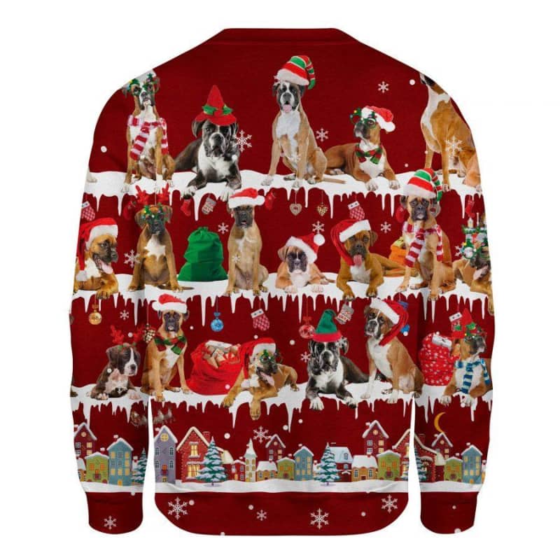 Boxer Dog Snow Christmas 3D Ugly Sweater