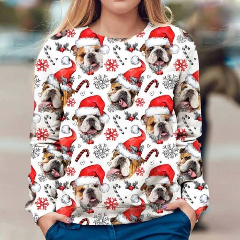 English bulldog xmas decor ugly sweater K091021