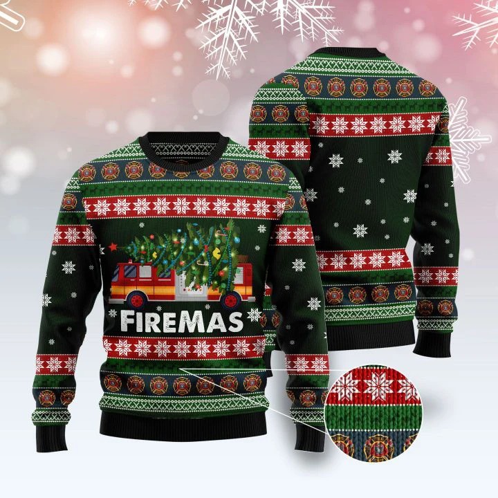 Firefighter firemas ugly christmas sweater