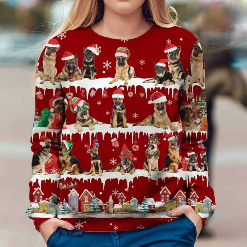 German Shepherd Snow Christmas 3D Ugly Sweater