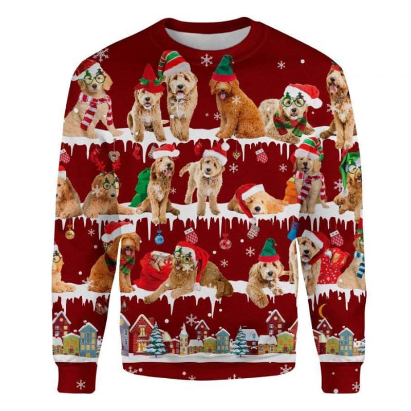 Goldendoodle Snow Christmas 3D Ugly Sweater