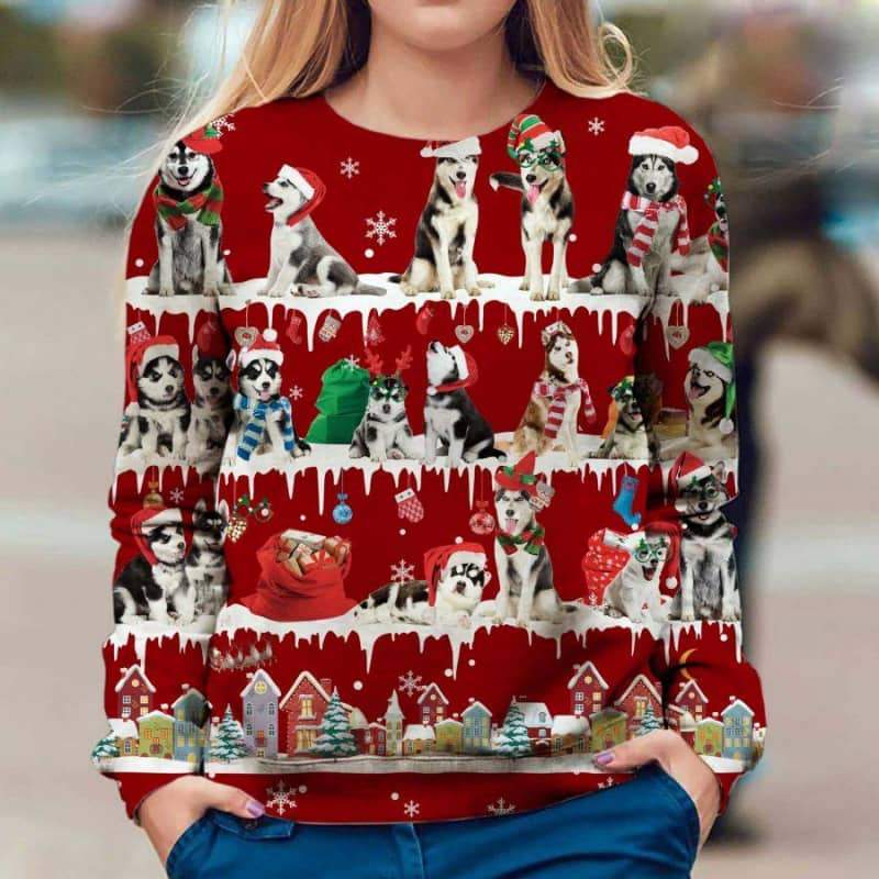 Husky Snow Christmas 3D Ugly Sweater