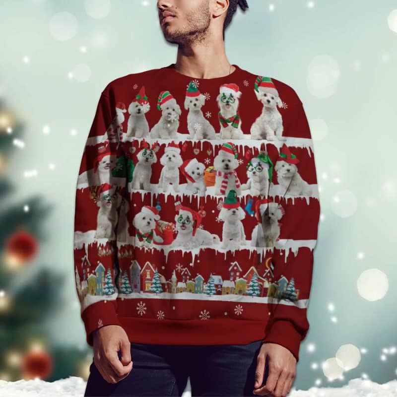 Maltese Snow Christmas 3D Ugly Sweater