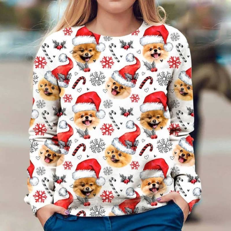 Pomeranian xmas decor ugly sweater