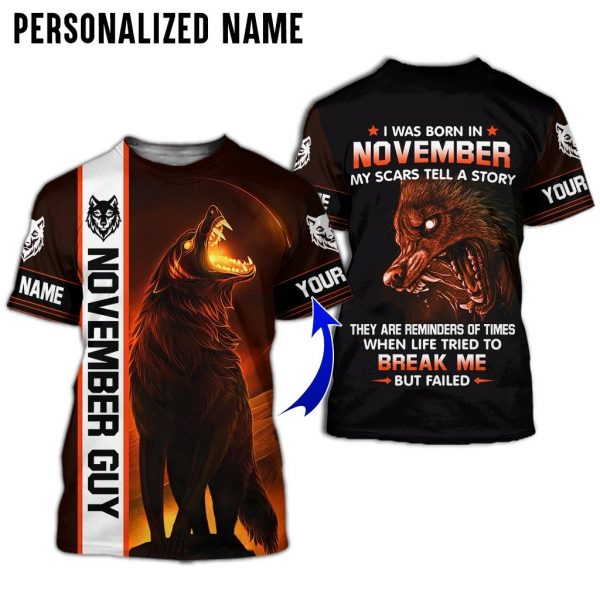 Presonalized Name Evil Wolf November Guy 3D All Over Print Shirt