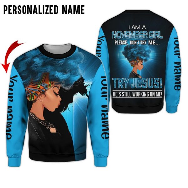 Presonalized Name Jesus November Girl 3D All Over Print Shirt
