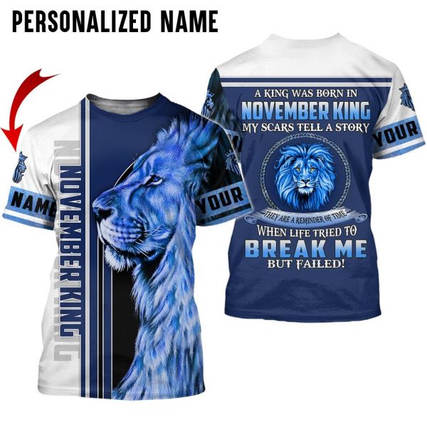 Presonalized Name Lion King Was Born In November Guy 3D All Over Print Shirt