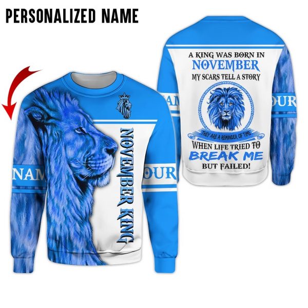 Presonalized Name Lion November Guy 3D All Over Print Shirts