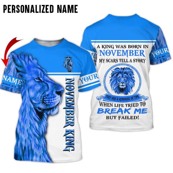 Personalized Name Lion November Guy 3D All Over Print Shirts
