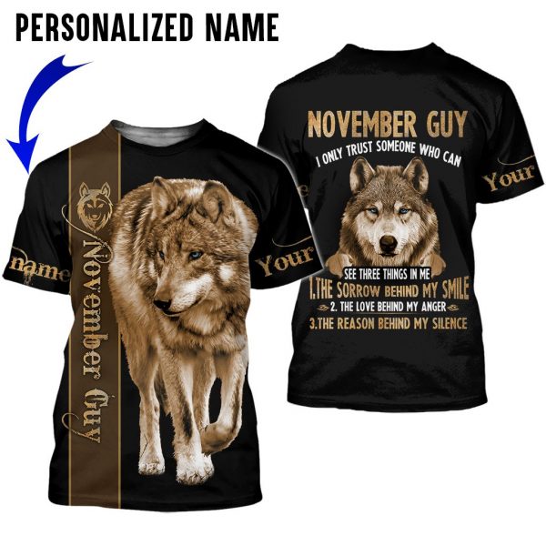 Presonalized Name Wolf November Guy 3D All Over Print Shirts