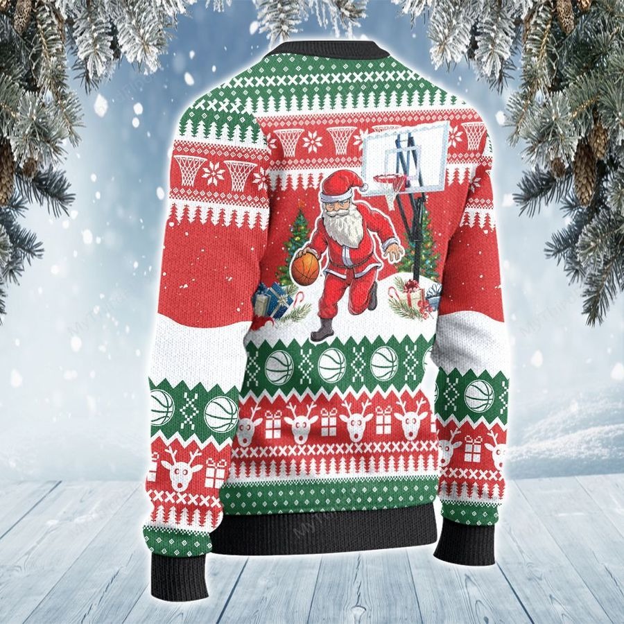 Santa Dribble Basketball All Over Print Ugly Sweater 2