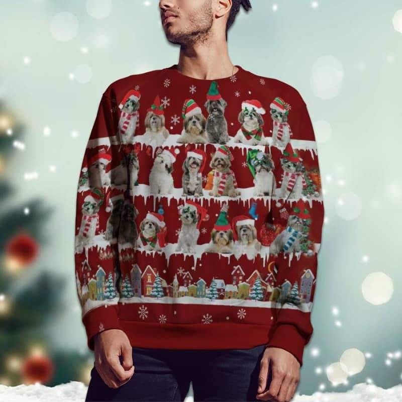 Shih Tzu Snow Christmas 3D Ugly Sweater