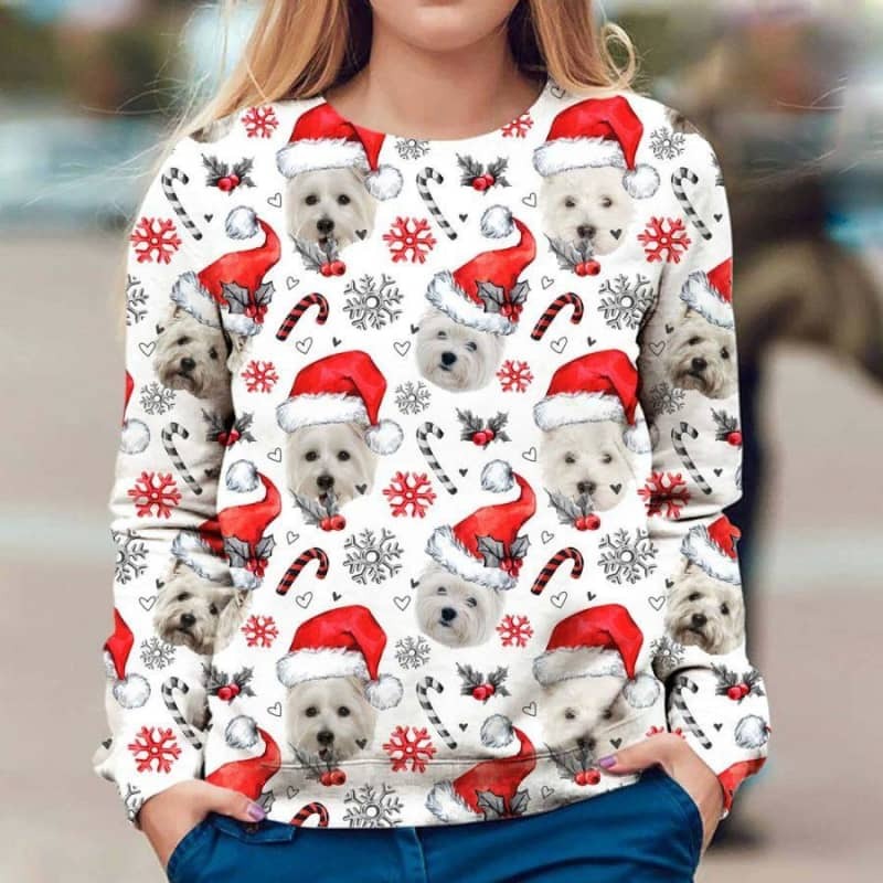 West highland white terrier xmas decor ugly sweater