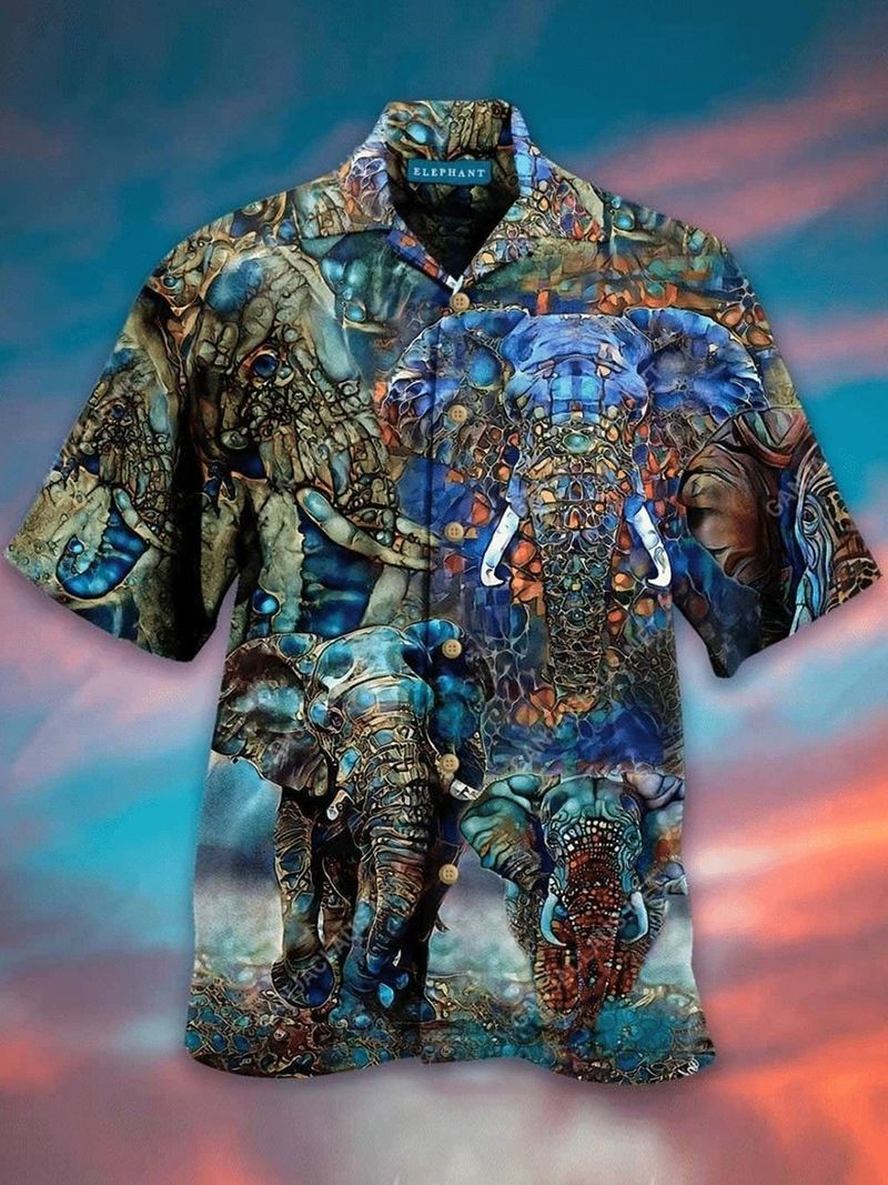Kaleidoscope Elephent Hawaiian Shirt