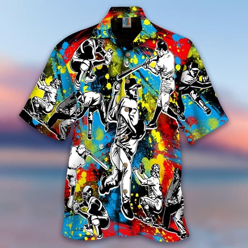 Baseball Watercolor Hawaiian Shirt