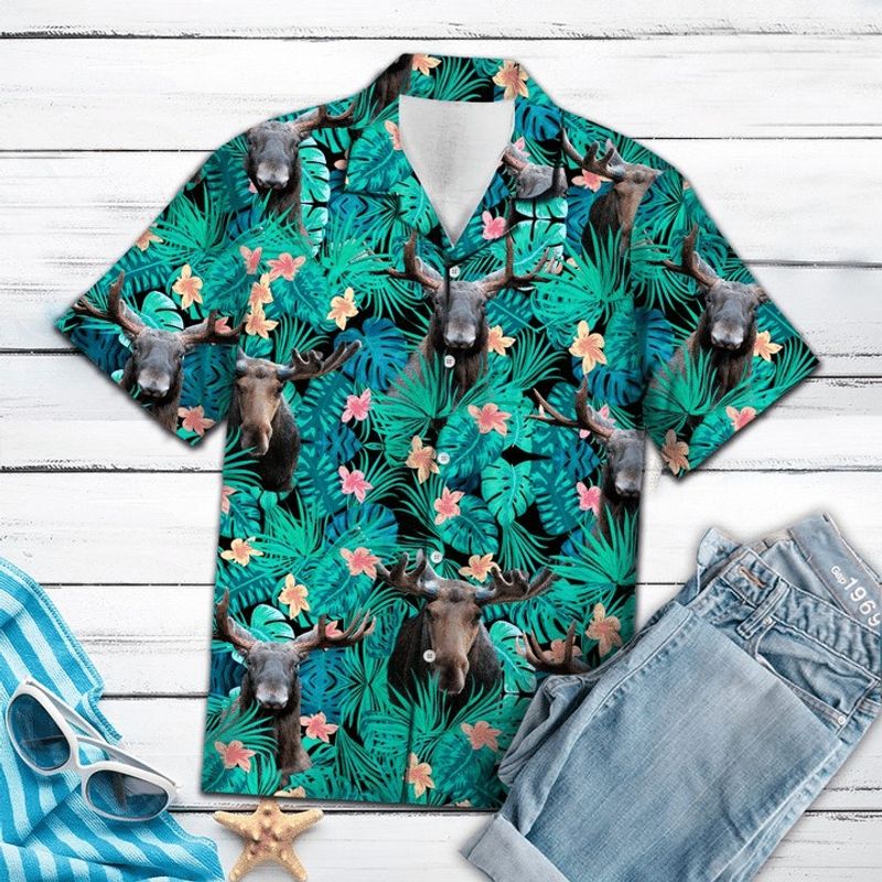 Moose Tropical Hawaiian Shirt