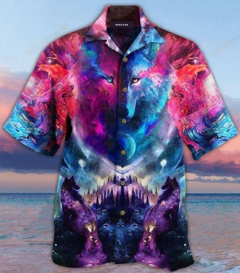 Wolf Galaxy Hawaiian Shirt