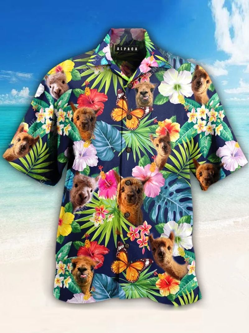 Alpaca Tropical Hawaiian Shirt