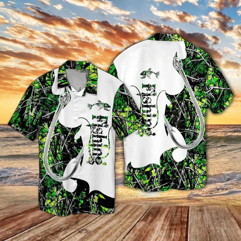 Fishing Camo Pattern Hawaiian Shirt