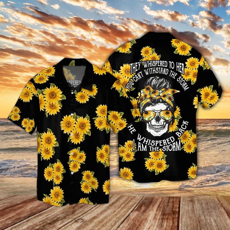 Sunflower Skull I Am The Storm Hawaiian Shirt
