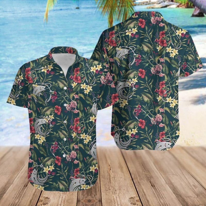 Fishing Tropical Pattern Hawaiian Shirt