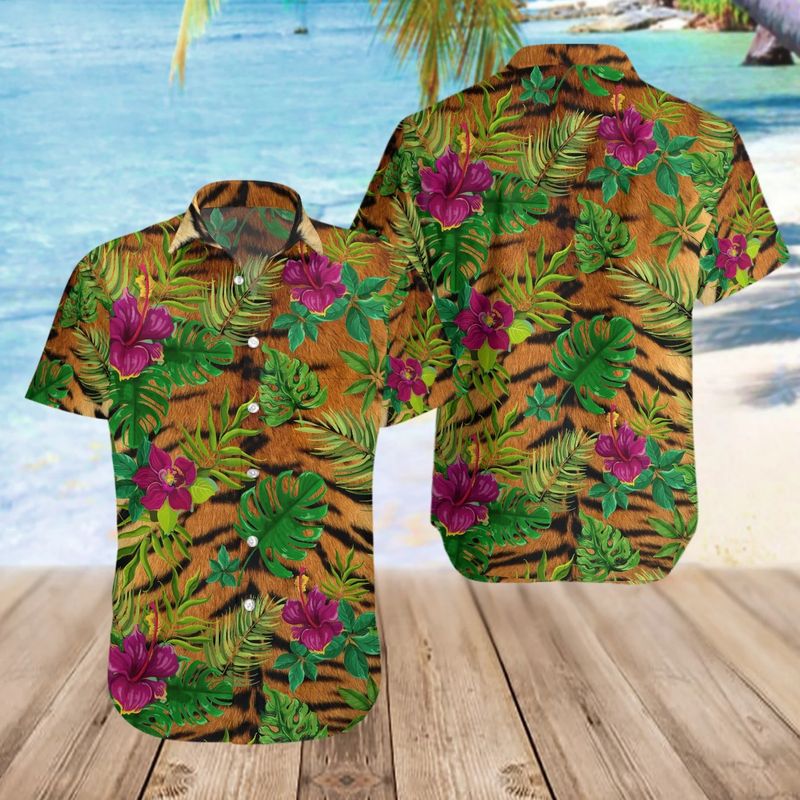 Tropical Striped Tiger Hawaiian Shirt