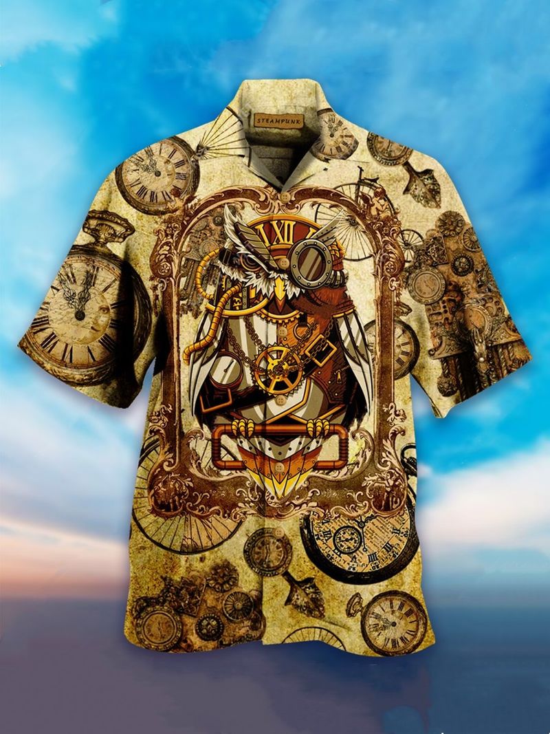 Owl Steampunk Clock Hawaiian Shirt