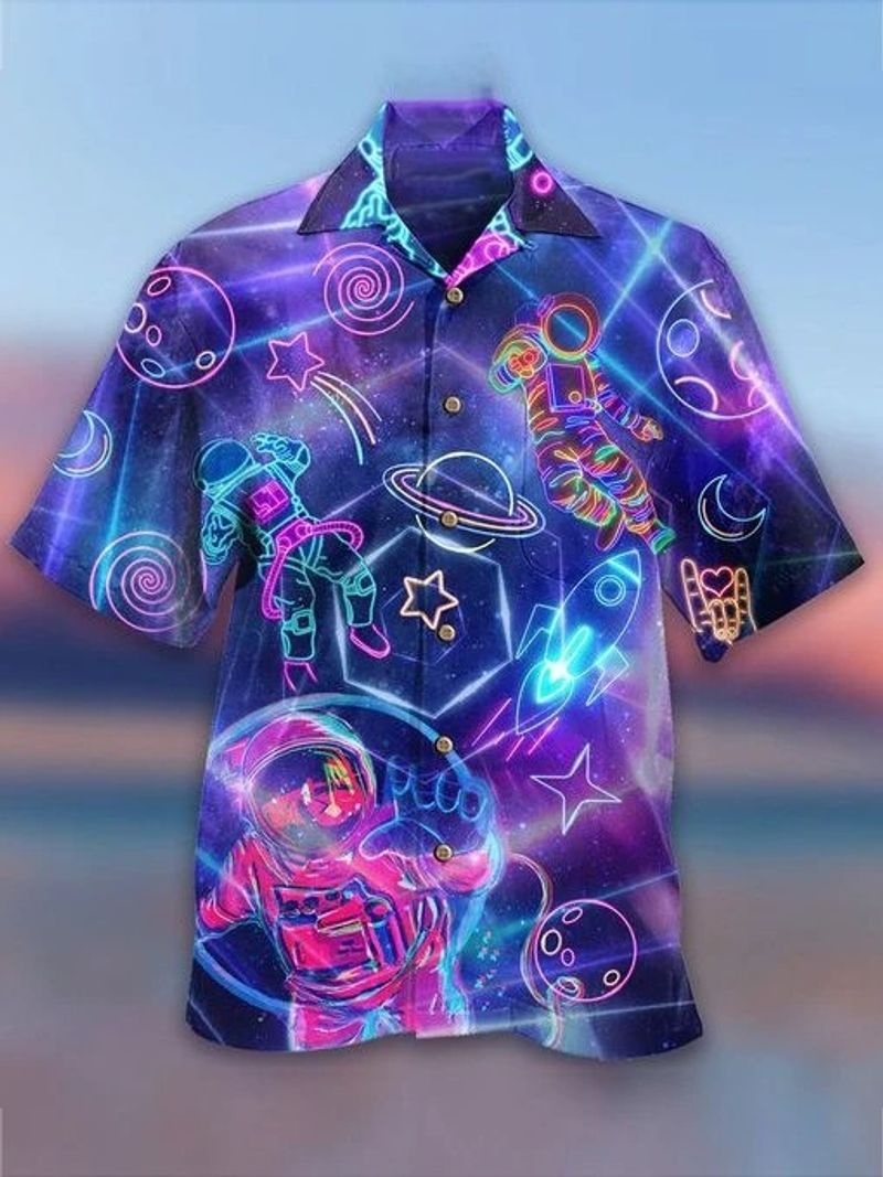 Space Travel Neon Hawaiian Shirt