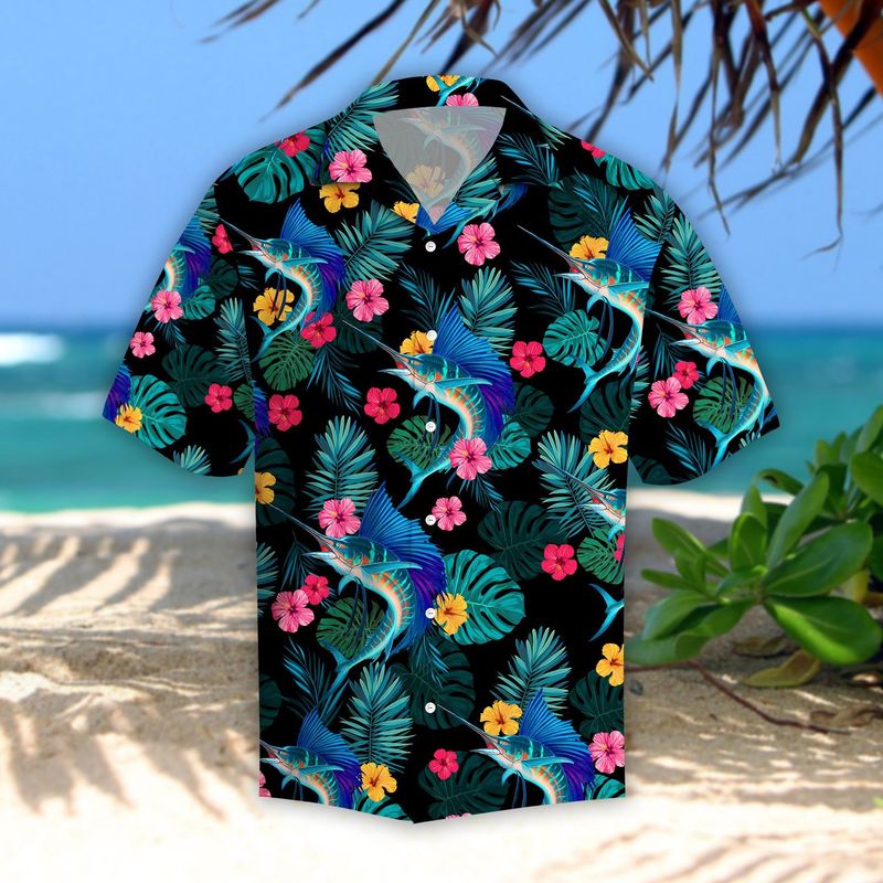 Sailfish Hibiscus Tropical Hawaiian Shirt