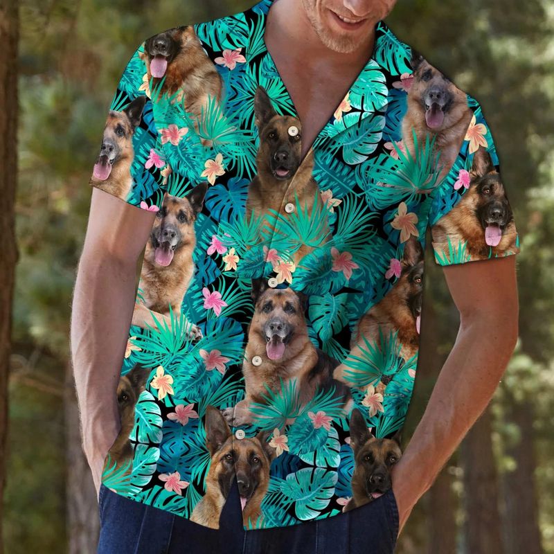 German Shepherd Tropical Hawaiian Shirt