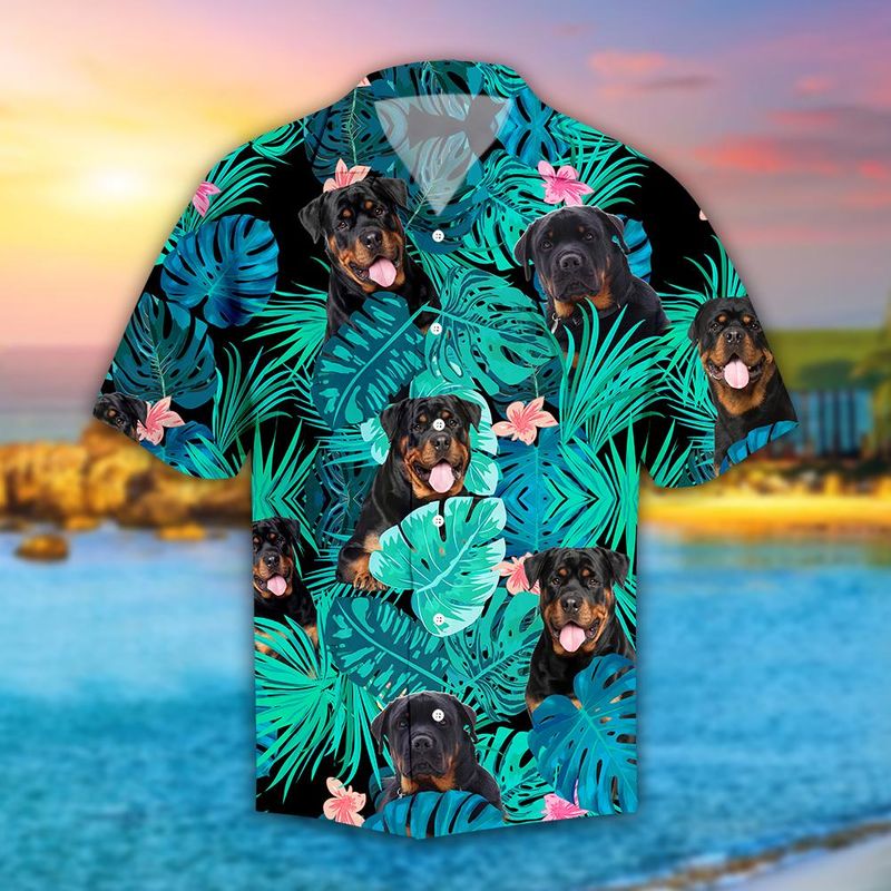 Rottweiler Hibiscus Tropical Hawaiian Shirt