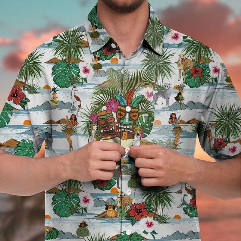 Greyhound Aloha Tiki Hawaiian Shirt