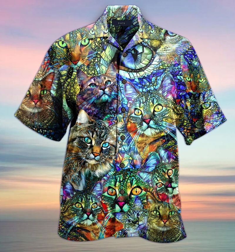 Kaleidoscope Cat Unisex Hawaiian Shirt