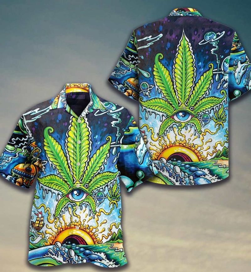Weed Psychedelic Color Hawaiian Shirt