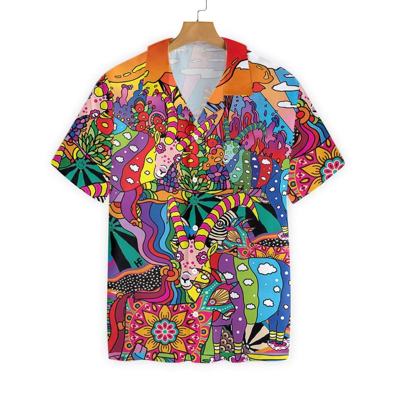 Goats Hippie Button Hawaiian Shirt