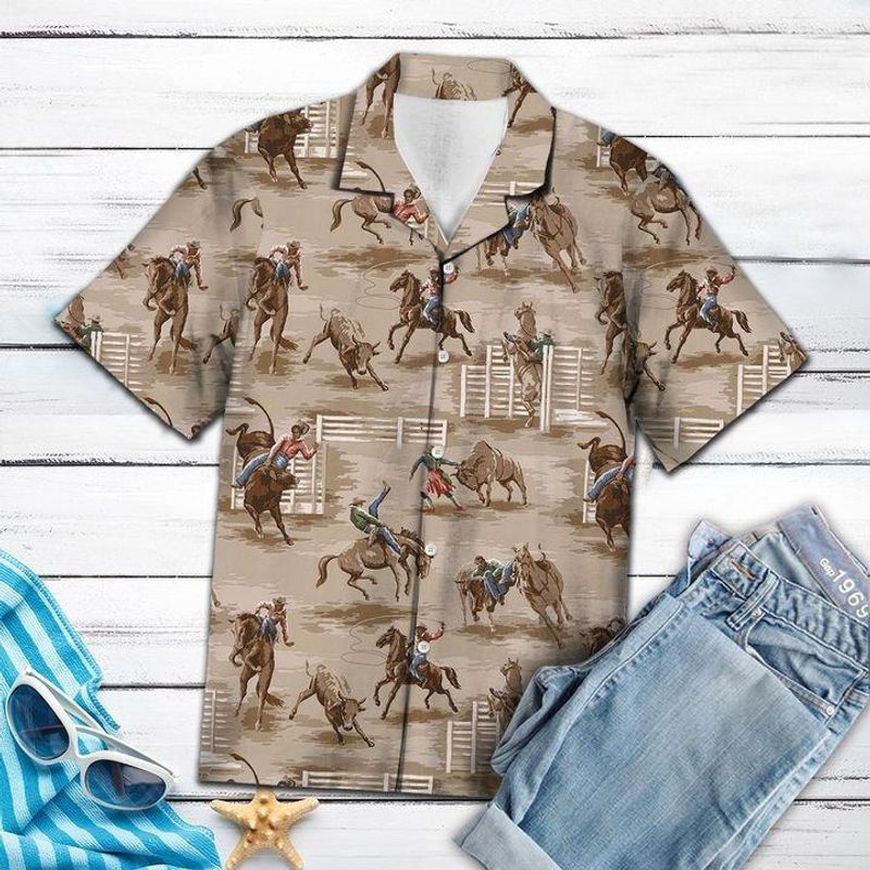 Bull riding hawaiian shirt