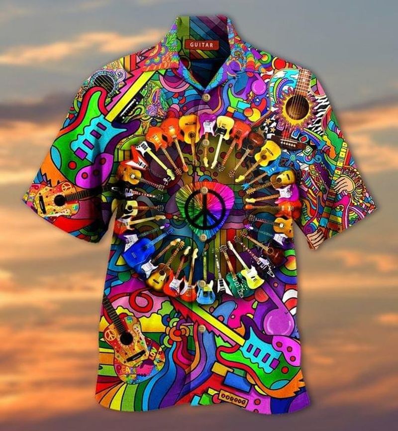 Guitar Hippie Hawaiian Shirt