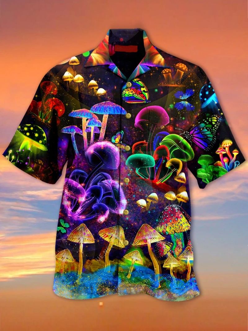 Mushroom Neon Hawaiian Shirt